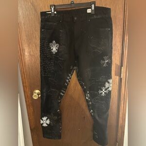 Men's Black Embellished Jeans